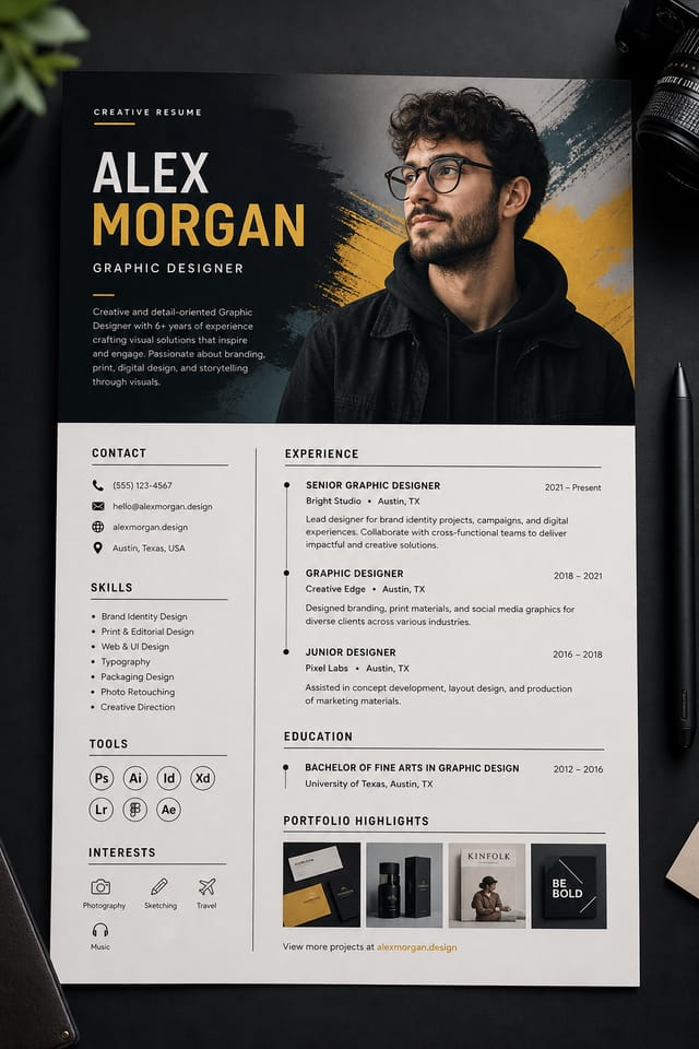 Creative Resume — photo-realistic style resume layout