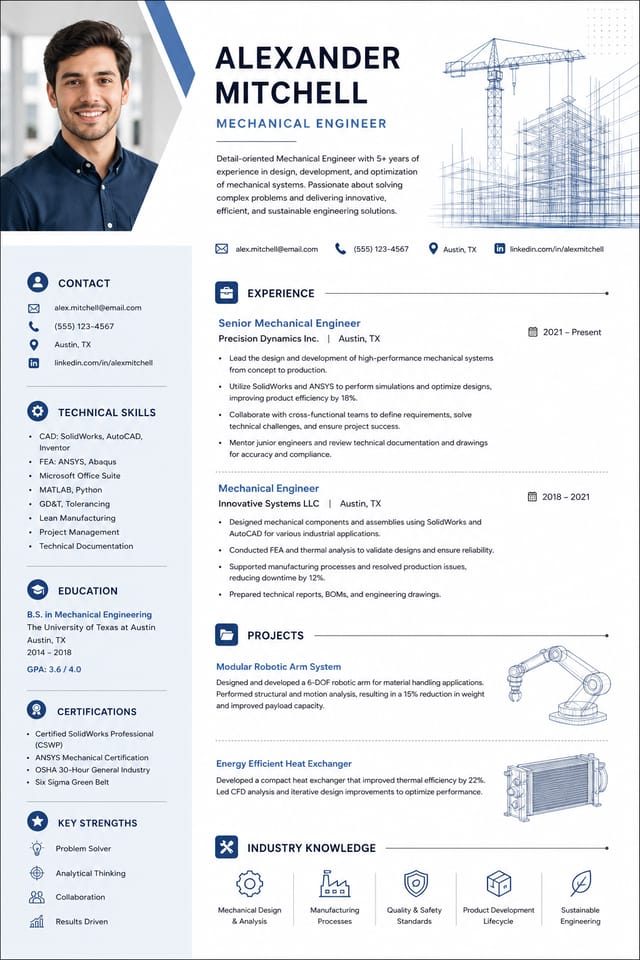 Engineer Resume — modern style resume layout