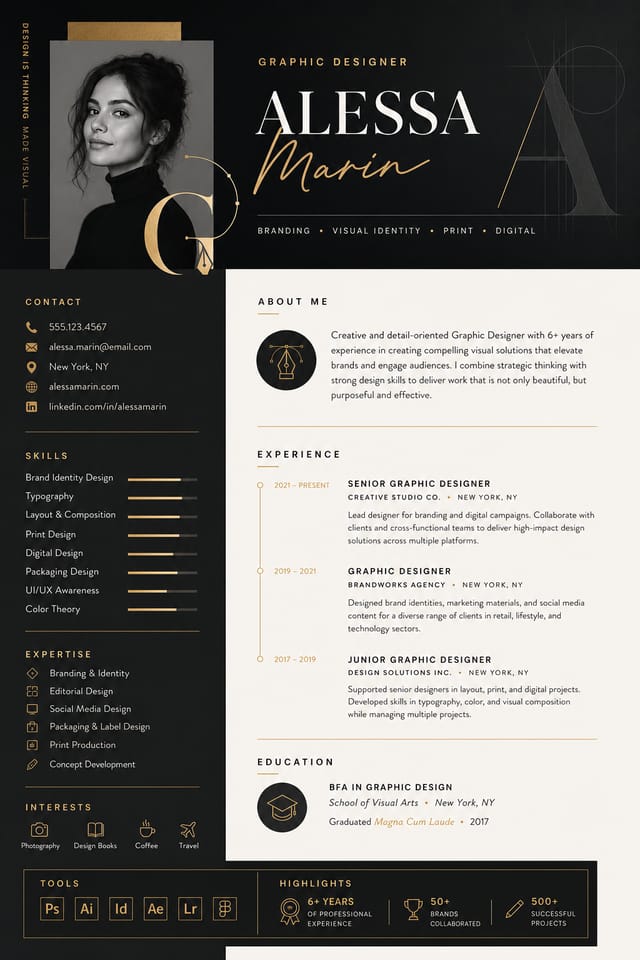 Graphic Design Resume — elegant style resume layout