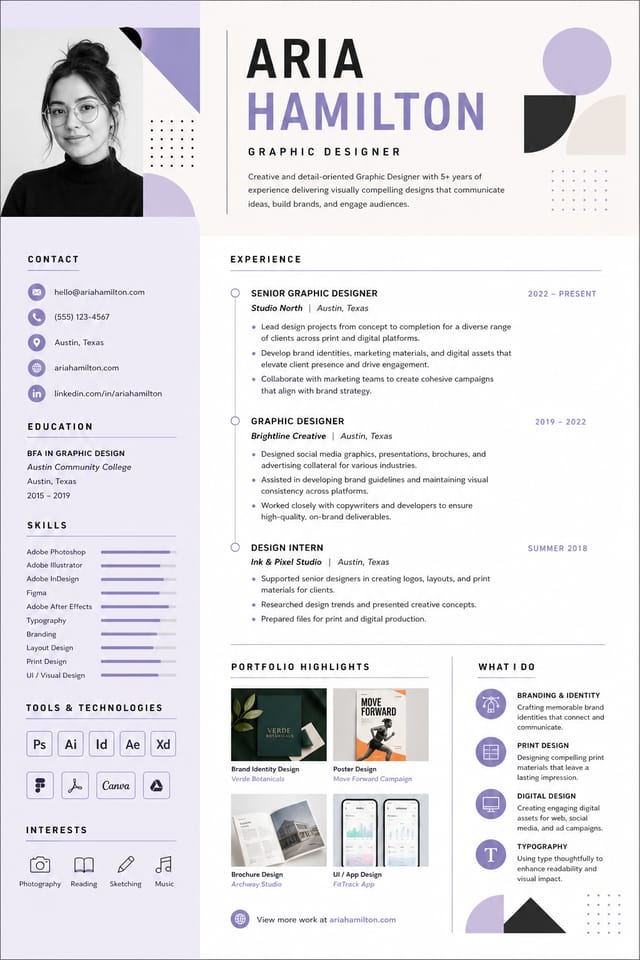 Graphic Design Resume — modern style resume layout