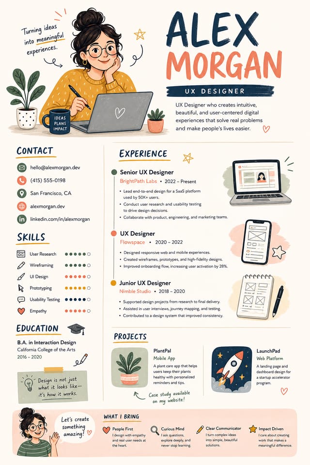 Modern Resume — illustration style resume layout