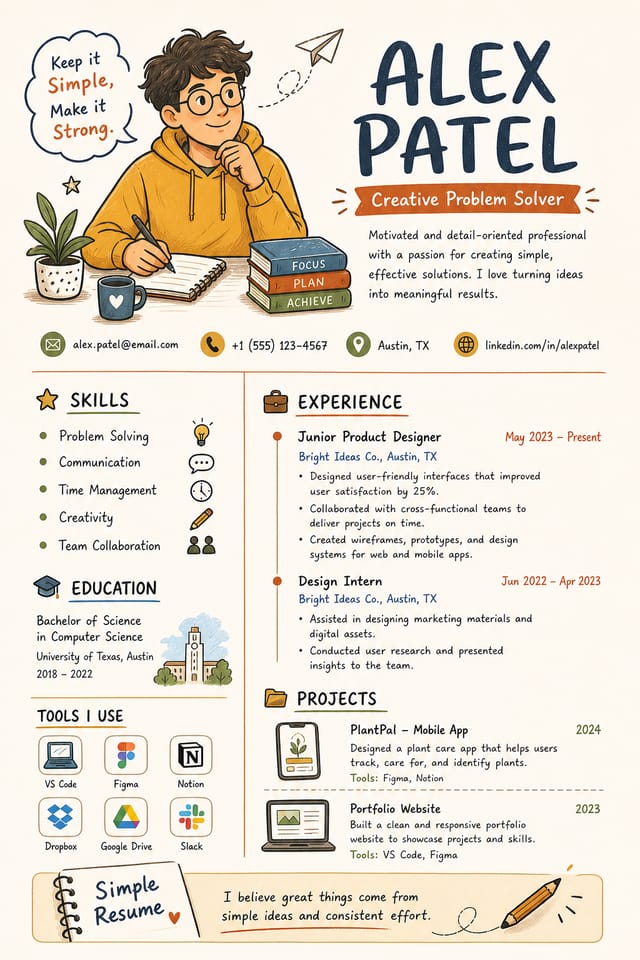 Simple Resume — illustration style resume layout