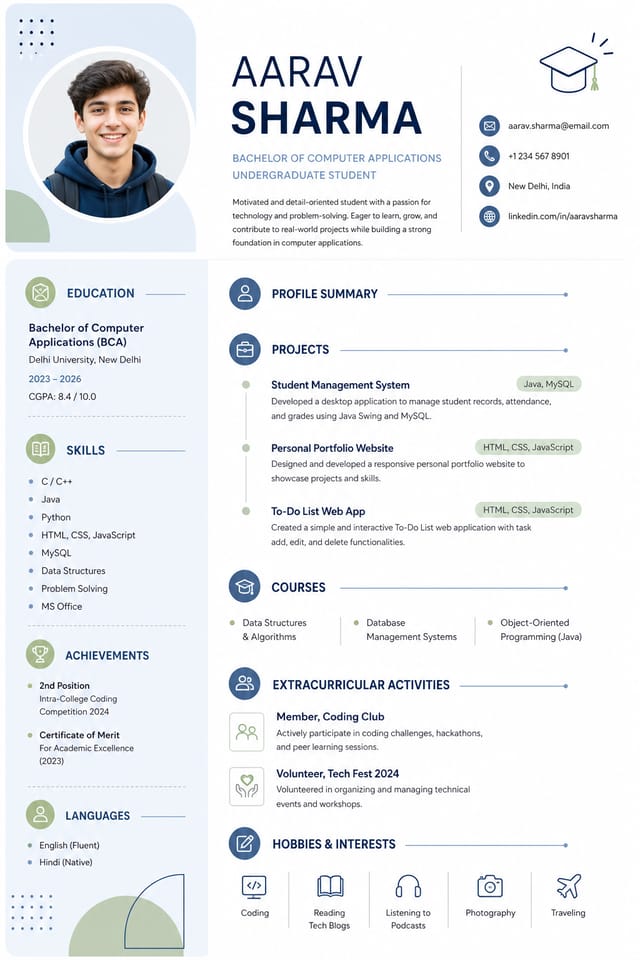 Student Resume — modern style resume layout