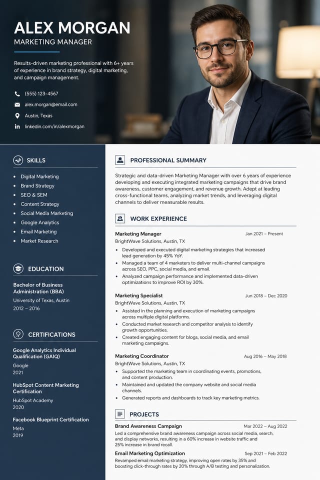 CV — photo-realistic style resume layout