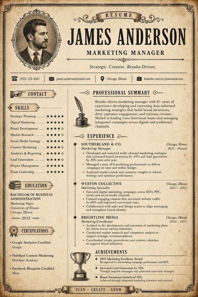 CV — vintage style resume layout