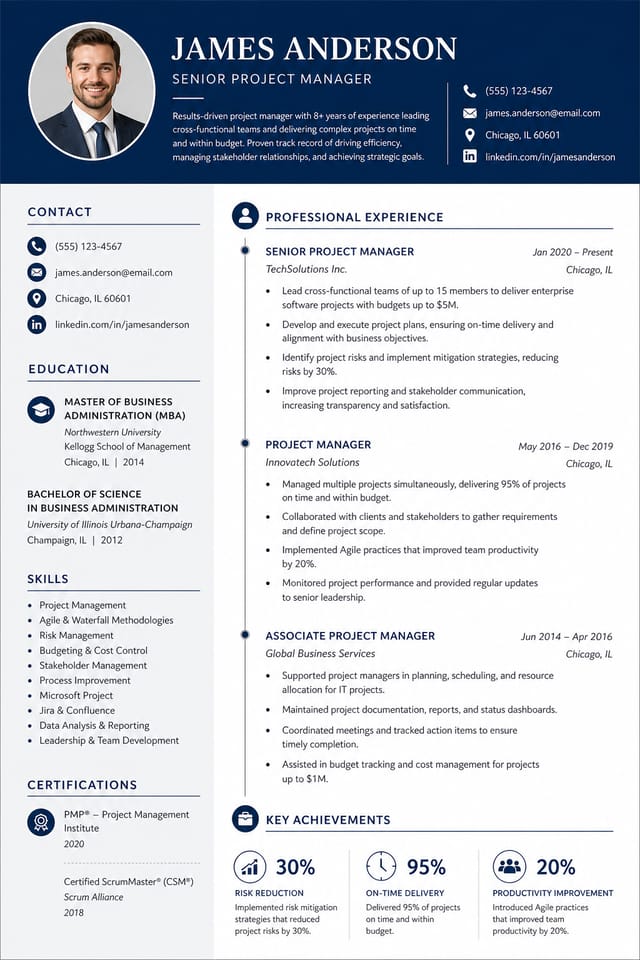 CV — corporate style resume layout