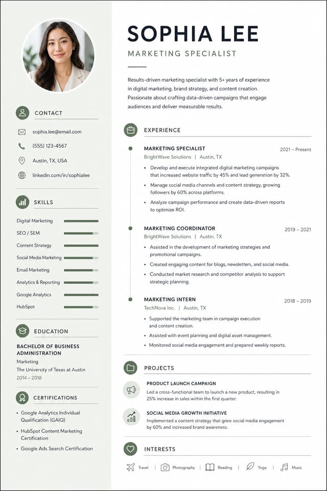 CV — modern style resume layout