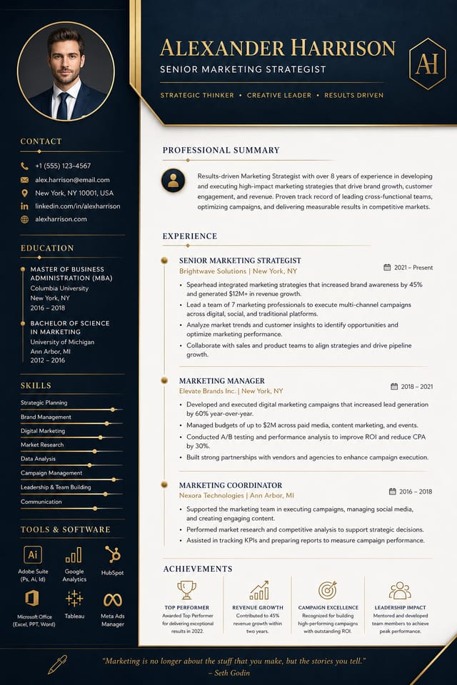 CV — elegant style resume layout