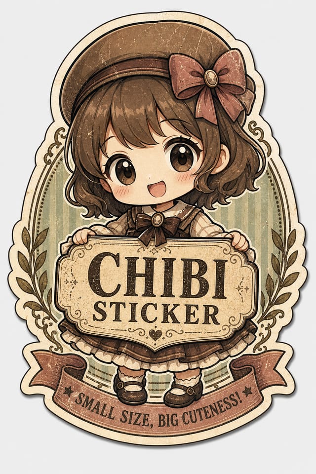 Chibi Sticker — vintage style sticker design