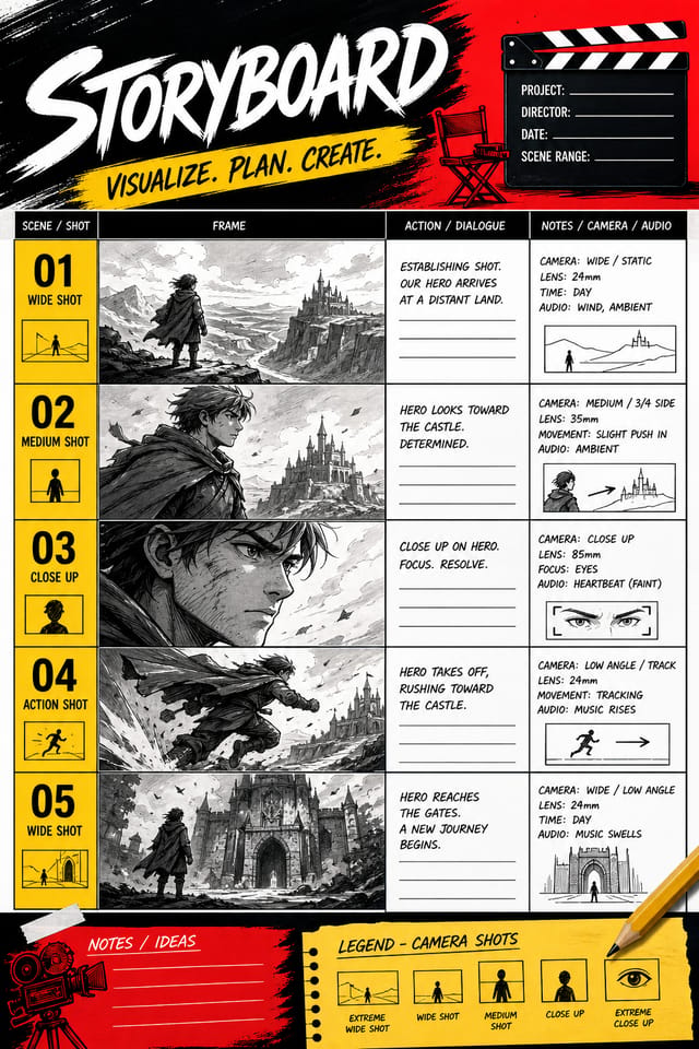 Storyboard — vibrant style storyboard