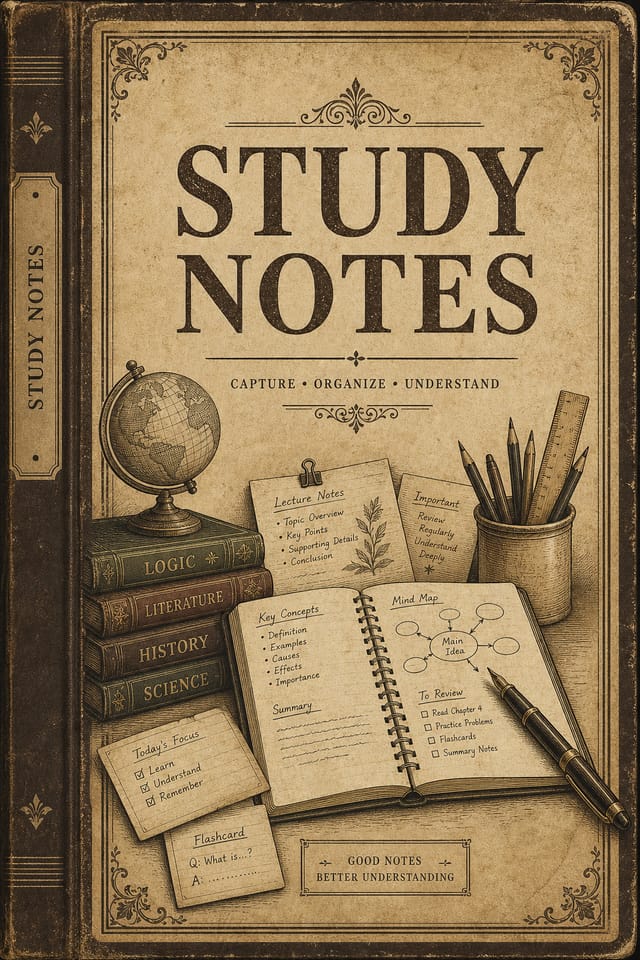 Study Notes — vintage style study notes