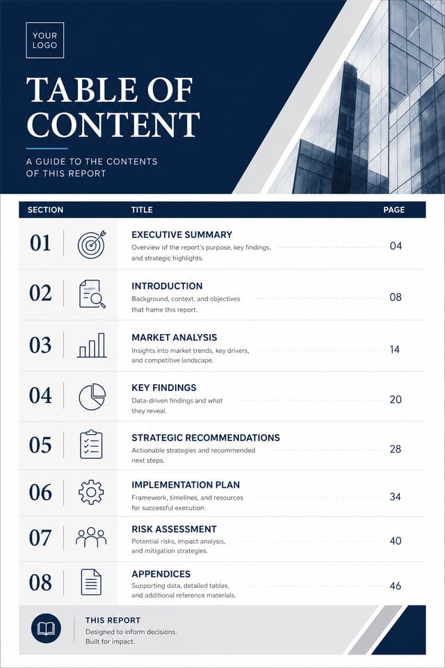 Table of Content — corporate style table of contents