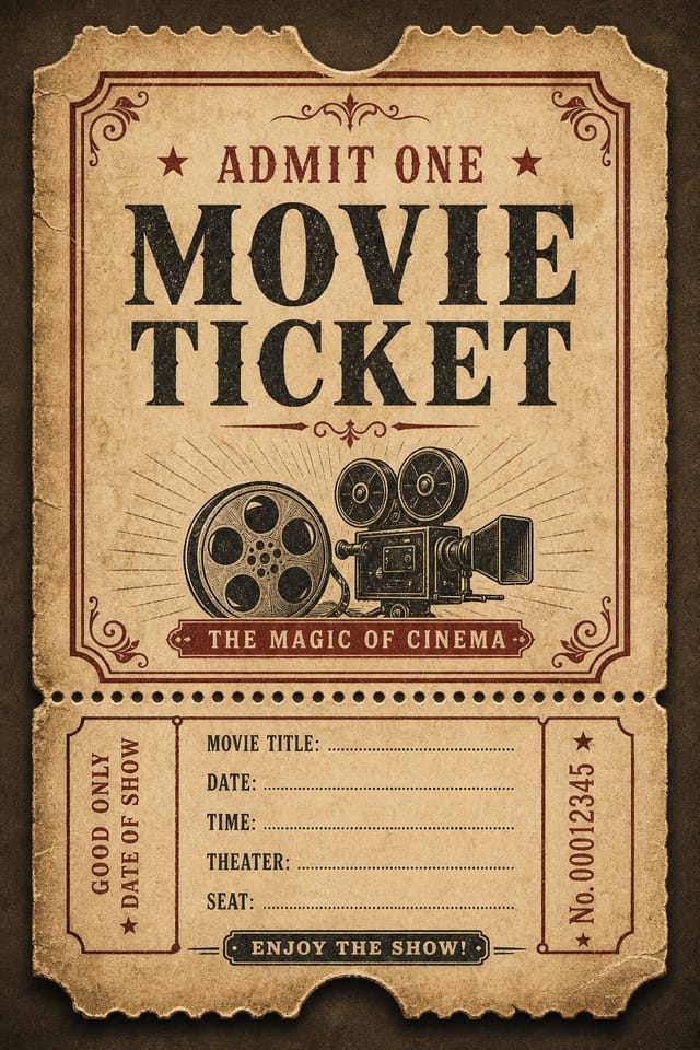 Ticket de cine — vintage style event ticket