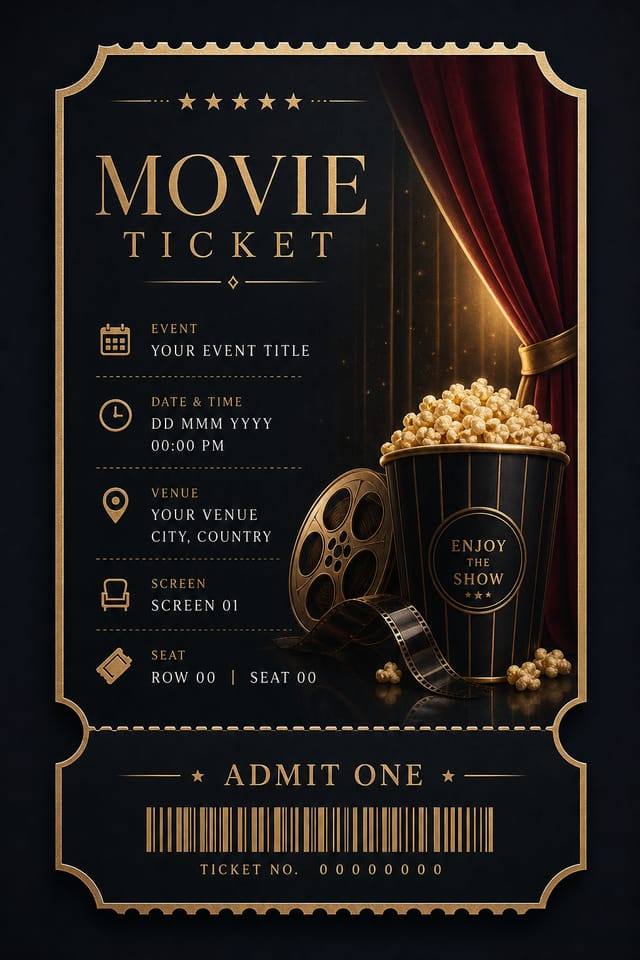 Ticket de cine — elegant style event ticket