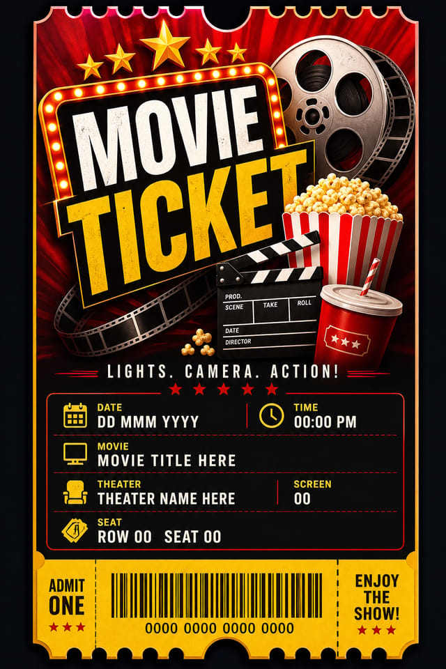 Ticket de cine — vibrant style event ticket