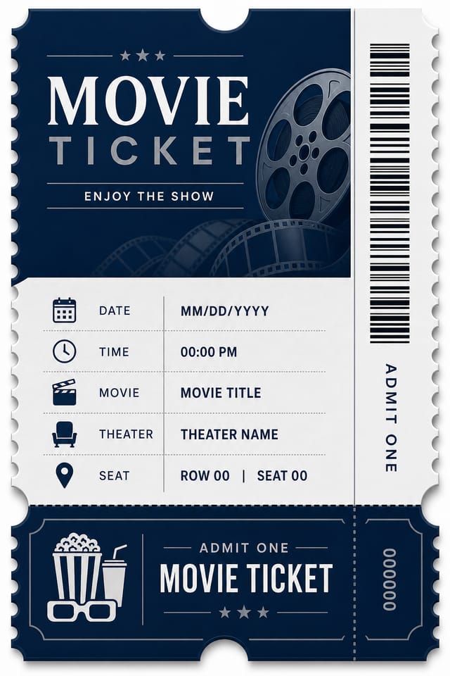 Ticket de cine — corporate style event ticket