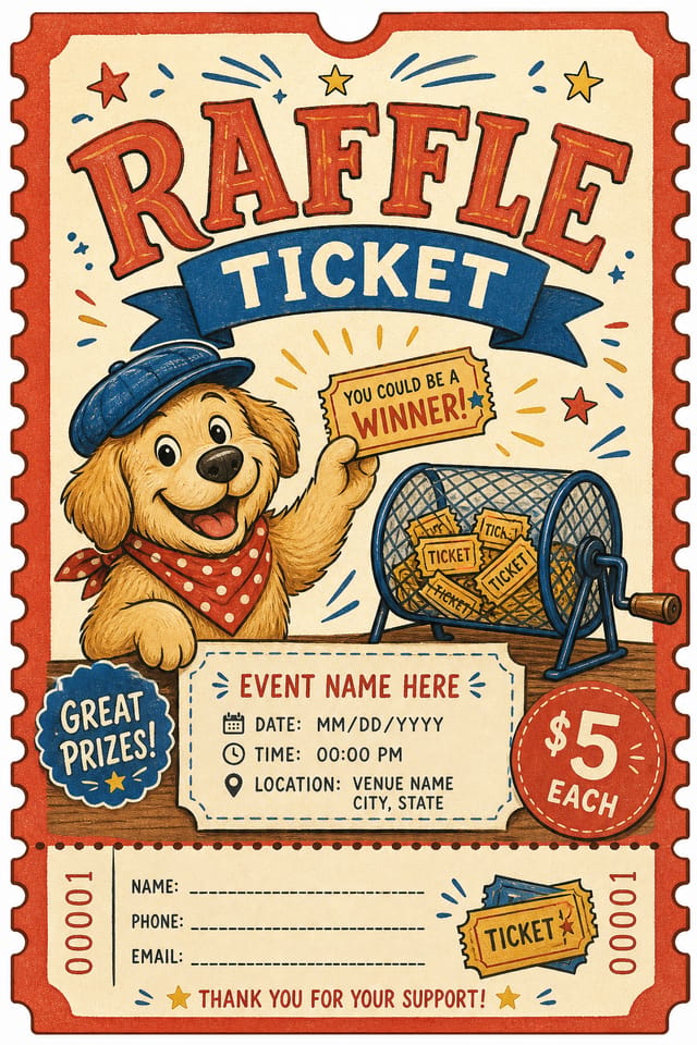 Raffle Ticket — illustration style event ticket