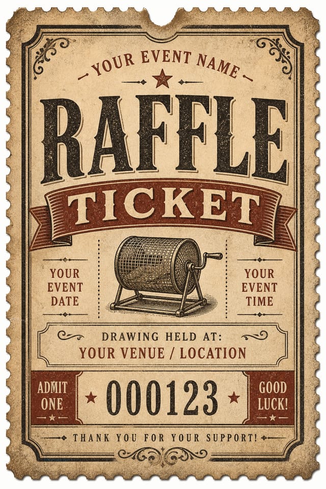 Raffle Ticket — vintage style event ticket