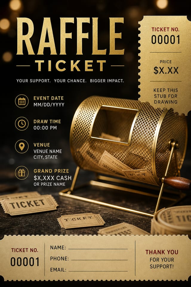 Raffle Ticket — photo-realistic style event ticket