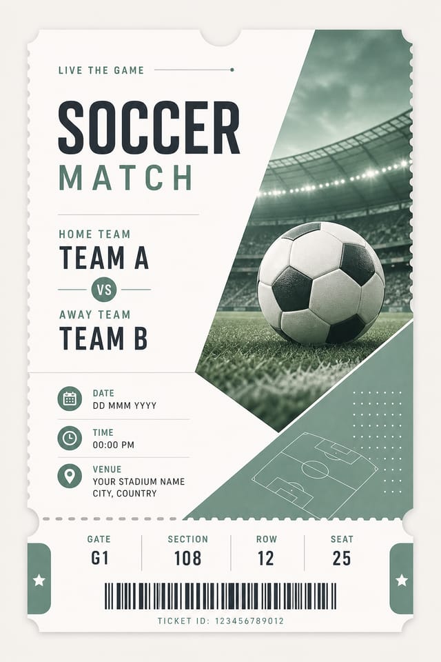 Soccer Ticket — modern style event ticket
