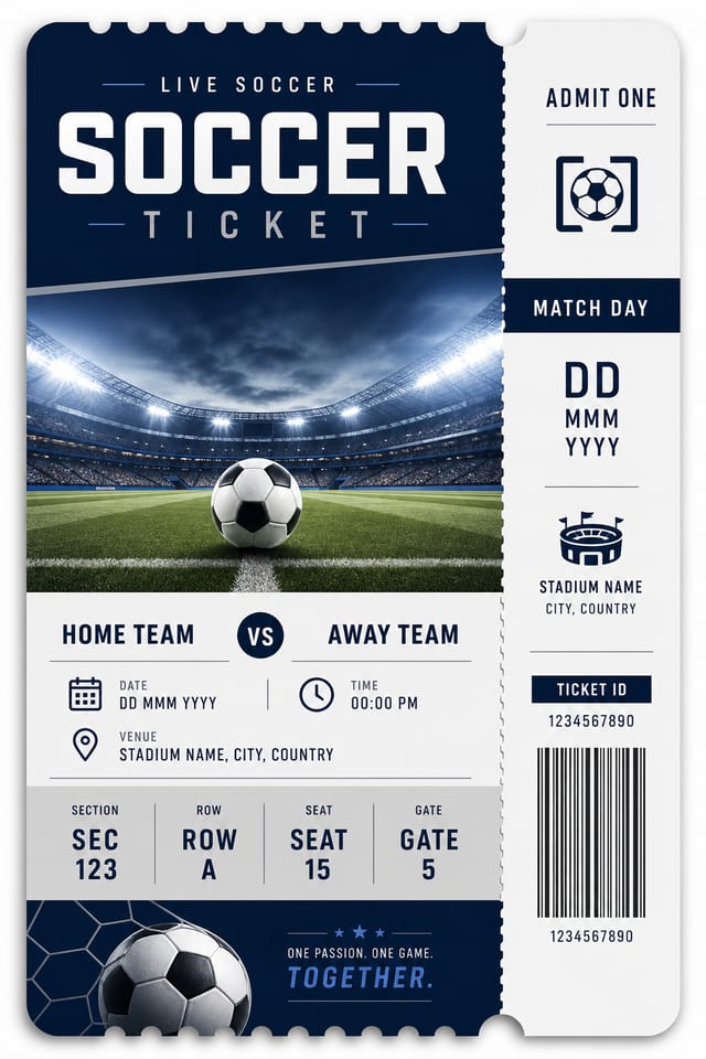 Soccer Ticket — corporate style event ticket