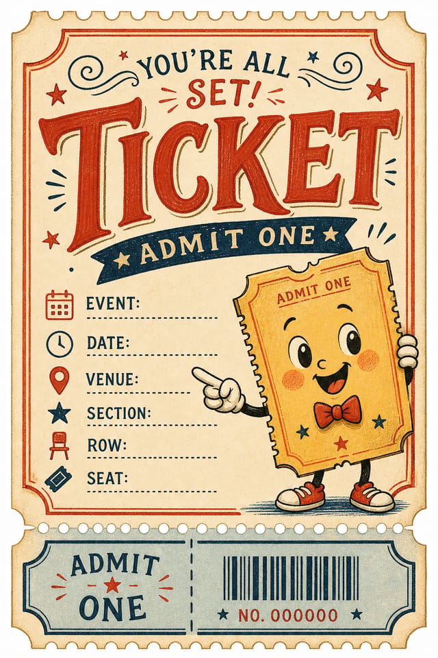 Ticket — illustration style event ticket