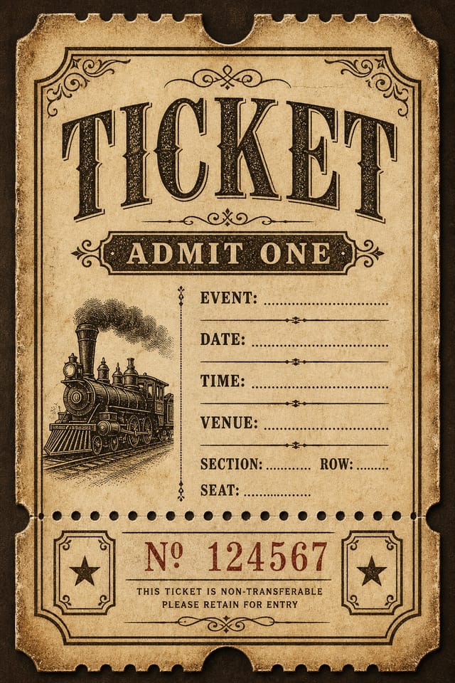 Ticket — vintage style event ticket