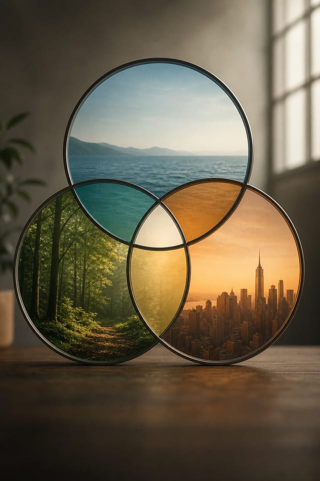 Venn Diagram — photo-realistic style venn diagram