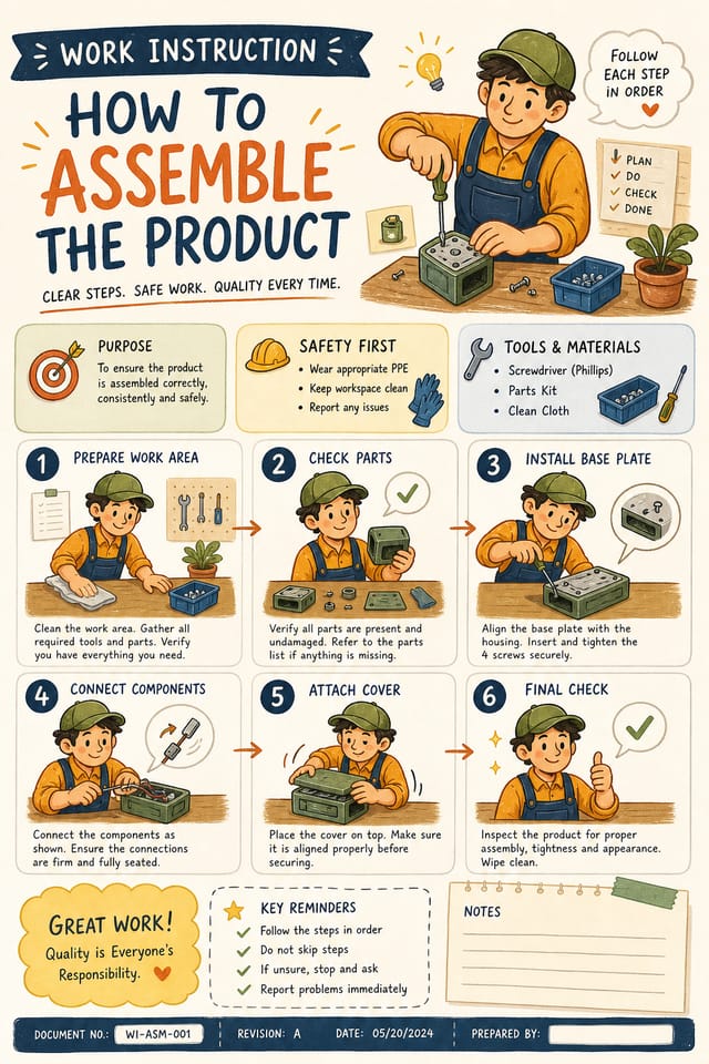 Work Instruction — illustration style work instruction
