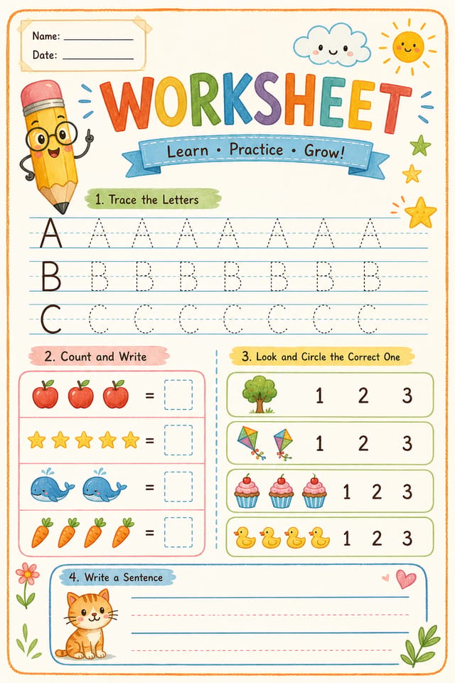 Worksheet — illustration style worksheet