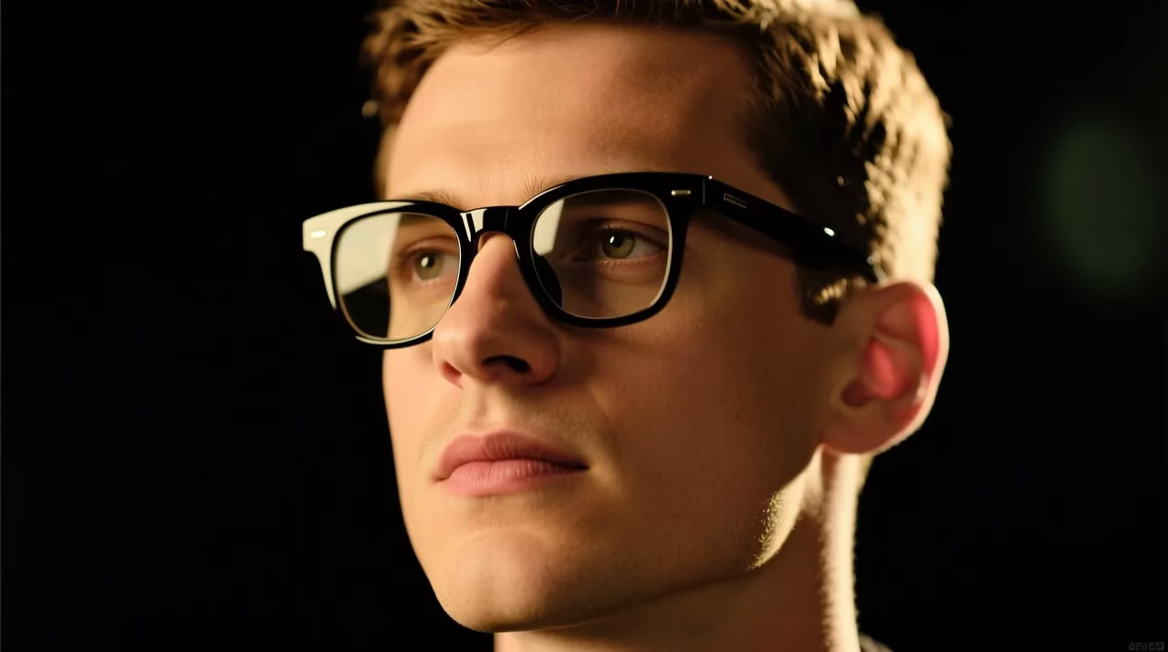 Portrait of a young man with glasses in dramatic studio light, generated with Agent P