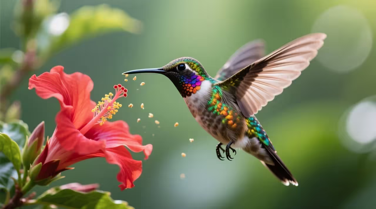 Sharp macro shot of a hummingbird at a red flower, HD video converter