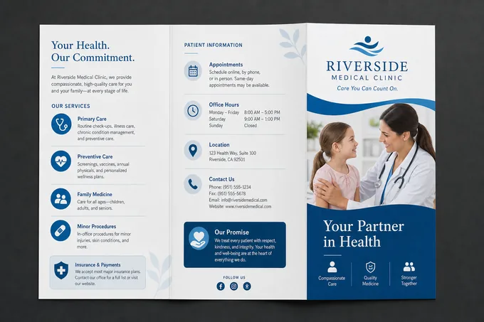 AI-generated Medical tri-fold brochure sample made with the Pixazo brochure maker