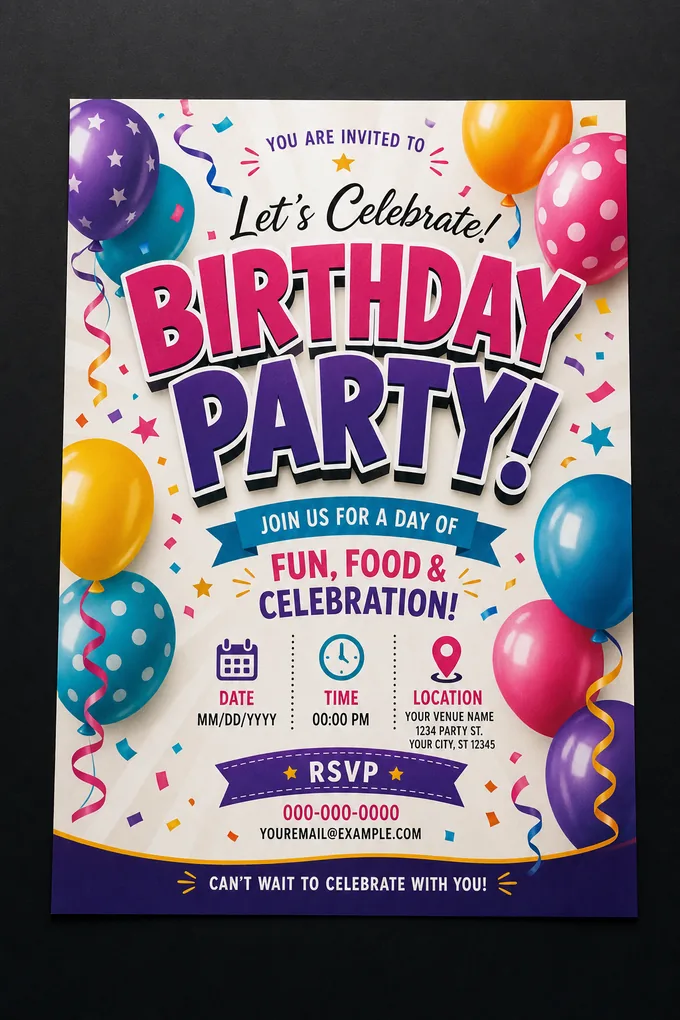 AI-generated Birthday Flyer sample created with the Pixazo AI flyer maker