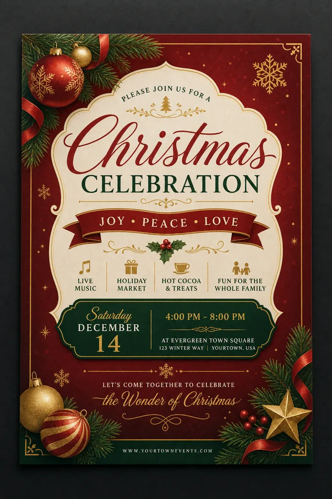 AI-generated Christmas Flyer sample created with the Pixazo AI flyer maker