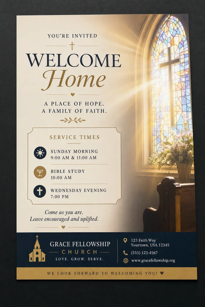 AI-generated Church Flyer sample created with the Pixazo AI flyer maker