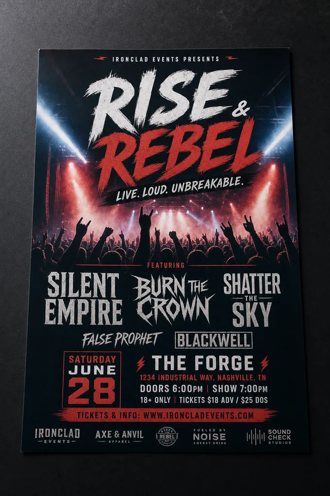 AI-generated Concert Flyer sample created with the Pixazo AI flyer maker