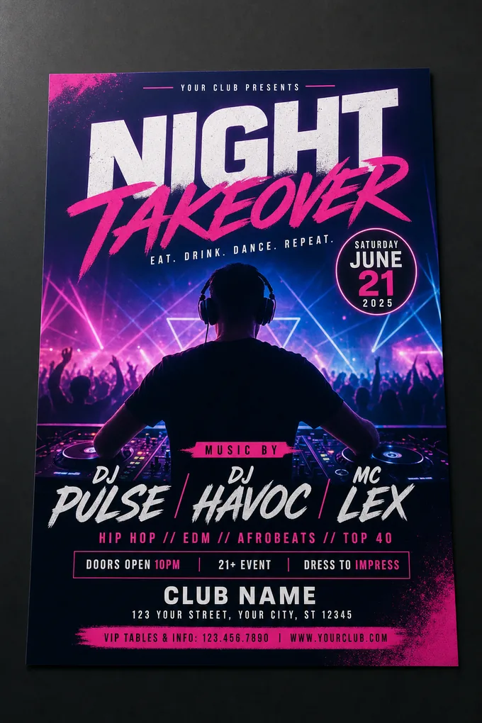AI-generated Party Flyer sample created with the Pixazo AI flyer maker