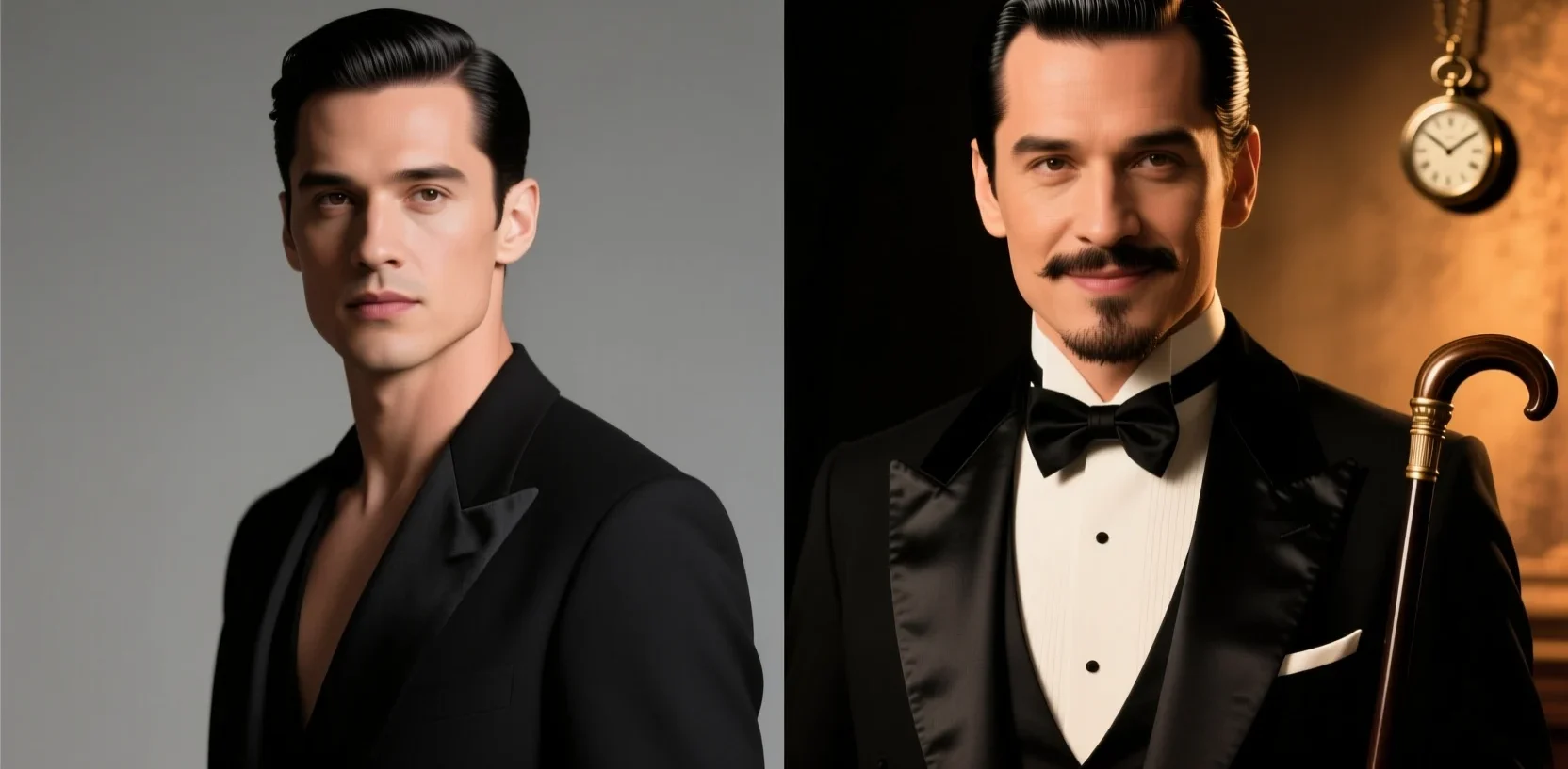 Cosplayers & fans face swap example — portrait swapped into a 1920s gentleman