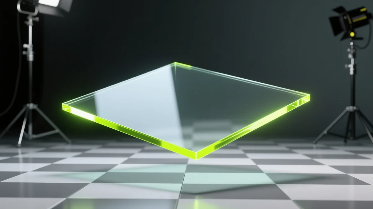 Glossy 3D render of a transparency checkerboard being covered by one solid opaque photo panel, illustrating a GIF's transparency flattening in a JPG