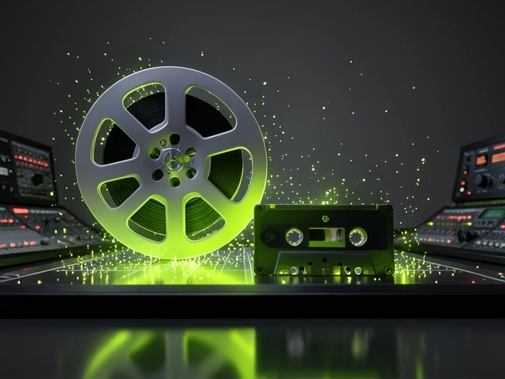 A looping GIF being wrapped into an MXF clip on a professional editing timeline, created with Pixazo AI