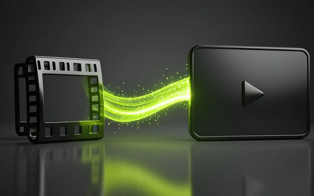 Convert GIF to WMV, a looping GIF becoming a Windows Media video clip, created with Pixazo AI