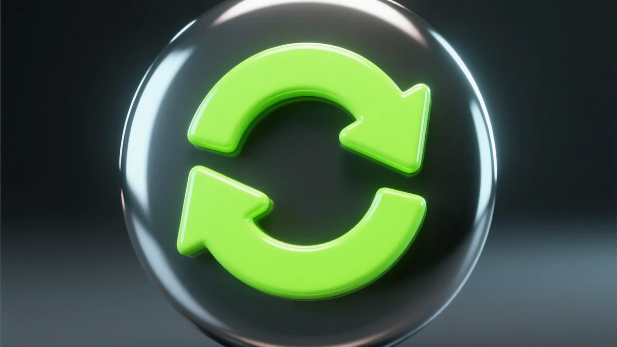 Abstract glossy 3D render of a video timeline being trimmed and funnelled into a small looping ring, illustrating the MP4 to GIF export step.