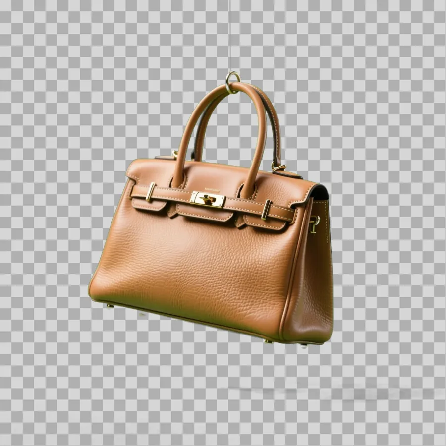 Leather handbag product photo with the background removed