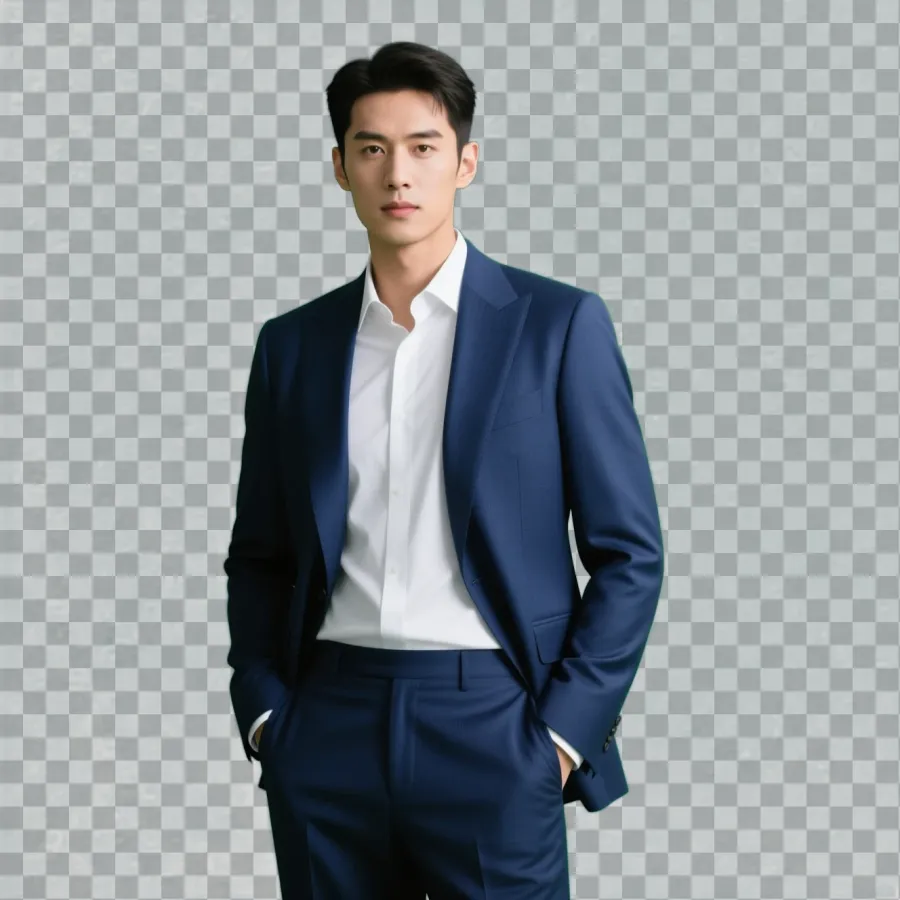 Man in a suit with the background removed to transparent