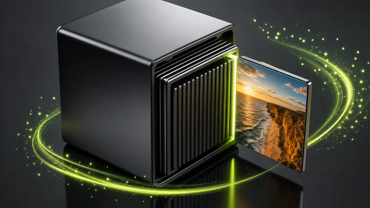A glossy storage cube almost full of thick slabs, one slim slab sliding into the last remaining gap, lime glow in the gap, created with Pixazo AI