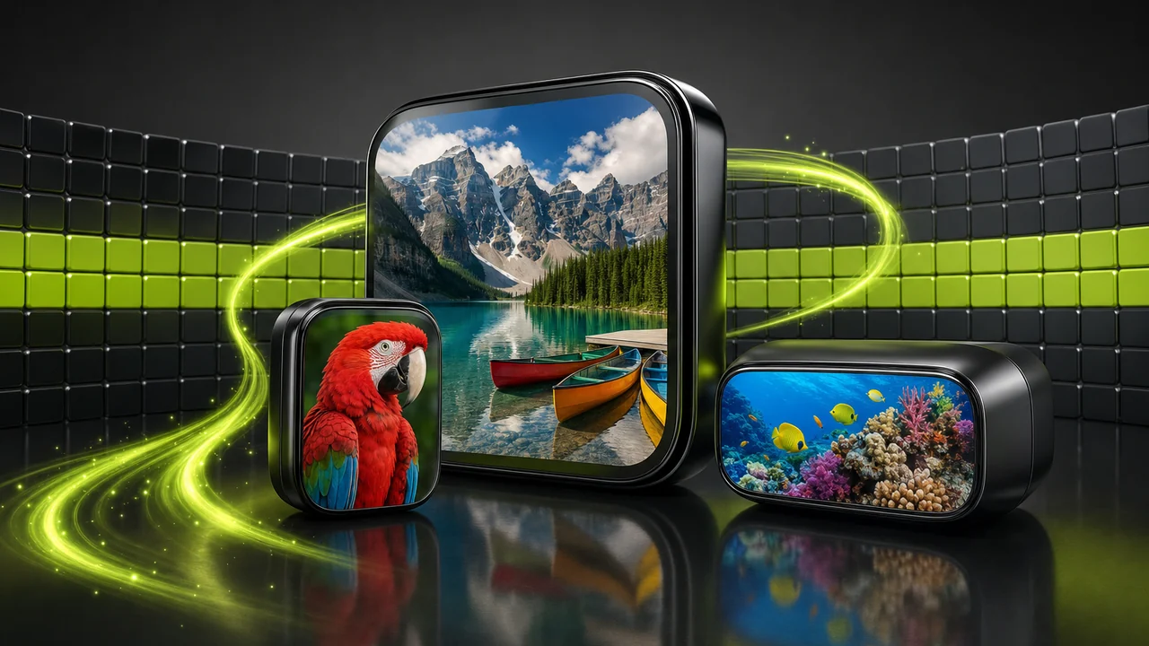 A glossy mosaic wall of small square tiles, a lime band running across it, created with Pixazo AI
