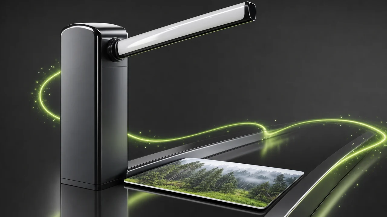 A glossy security barrier arm raised over a reflective lane, a bright photo card sliding underneath, created with Pixazo AI