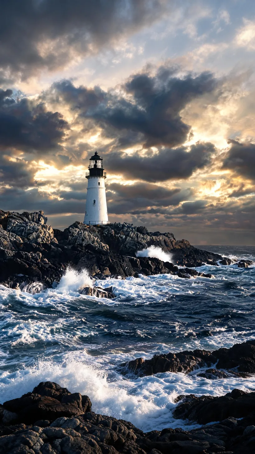 Lighthouse photo extended with Pixazo AI into a tall 9:16 vertical scene.