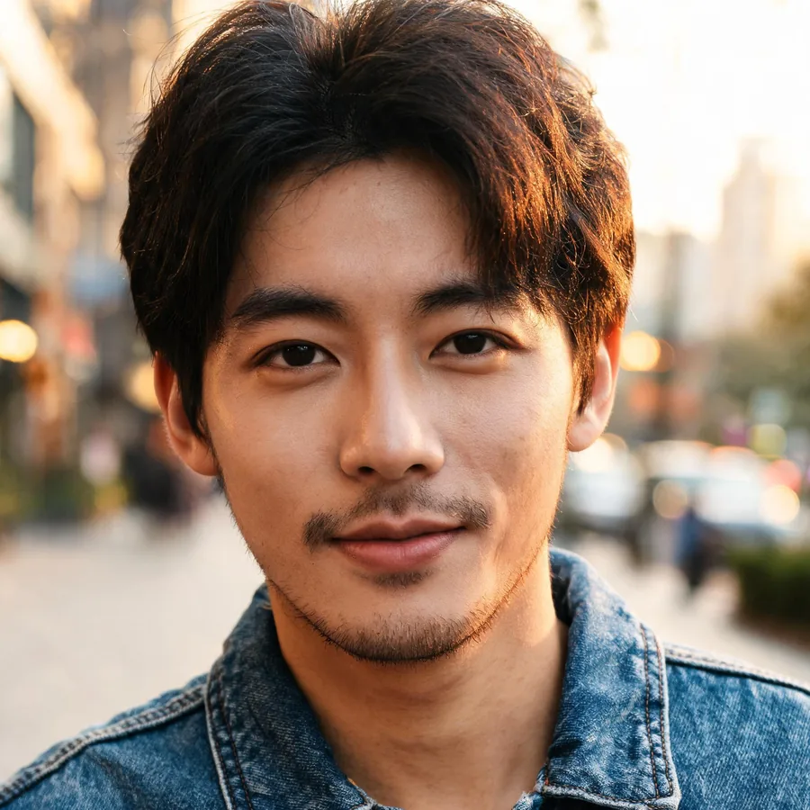 Original square headshot of a man in a denim jacket.